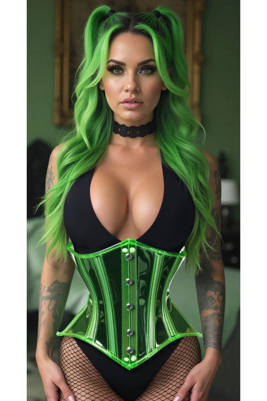 Green Clear Curvy Underbust Waist Cincher Corset